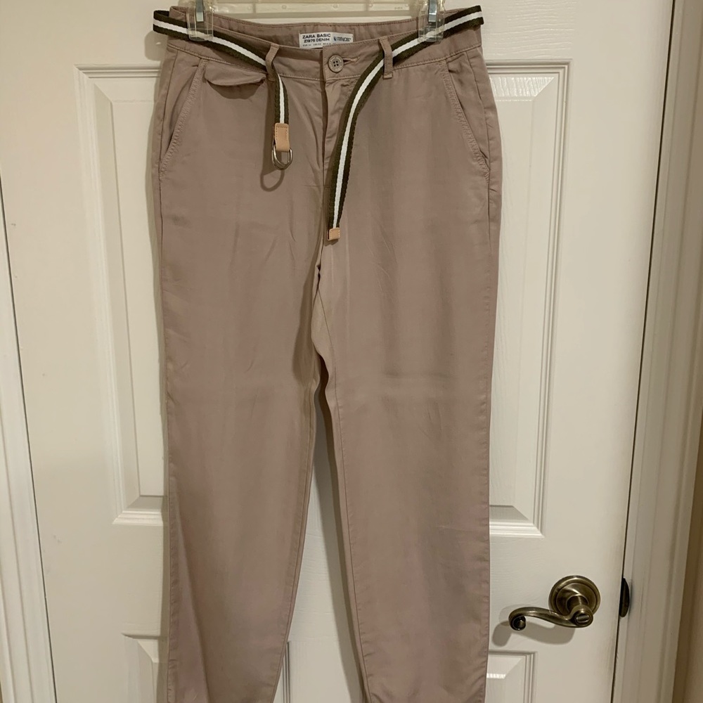 Zara Relaxed Beige/Tan Pants with Belt